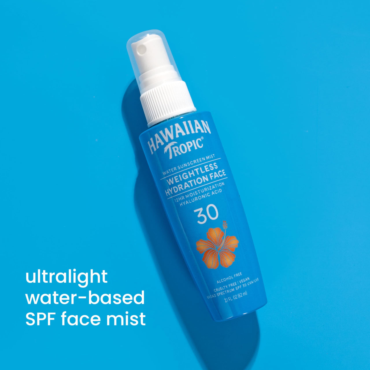 Hawaiian Tropic Weightless Hydration Water Sunscreen Mist for Face SPF 30 | Non-Aerosol Sunscreen Spray Travel Size, Beach Essentials, Summer Essentials, Travel Sunblock Face SPF Spray, 2.1 fl oz