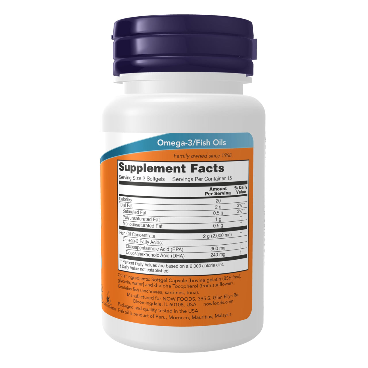 NOW Foods Supplements, Omega-3 180 EPA / 120 DHA, Molecularly Distilled, Cardiovascular Support*, 30 Softgels