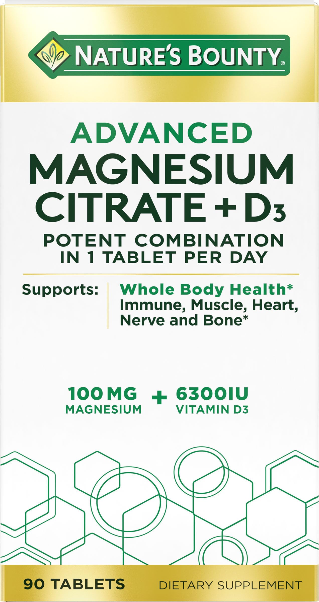 Nature’s Bounty Advanced Vitamin D3 with Magnesium Citrate Immune Formula, Supports Immune and Bone Health, 90 Tablets