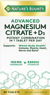 Thumbnail for Nature’s Bounty Advanced Vitamin D3 with Magnesium Citrate Immune Formula, Supports Immune and Bone Health, 90 Tablets