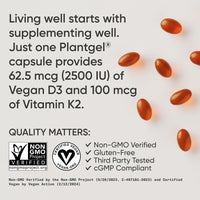 Thumbnail for Sports Research® Vitamin D3 + K2 w/Coconut Oil - Vegan Vitamin D 2500iu (62.5mcg) & Mk7 Vitamin K 100mcg for Bone & Immune Support - Vegan Certified · Non-GMO · Soy Free - 60 Softgels