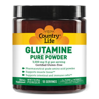 Thumbnail for Country Life Glutamine Pure Powder - 5000mg L-Glutamine - Muscle Tissue, Gut Health, Immune Support - Gluten-Free Certified - Ideal Pre/Post Workout Amino Acid Supplement, 55 Servings, 9.7oz