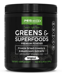 Thumbnail for PEScience Greens Powder Superfood with Natural Chlorophyll, Reishi & Turkey Tail Mushroom Powders, Freeze-Dried Kale, Spinach, Broccoli Sprouts with Antioxidants - Original Flavor, 30 Servings