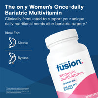 Thumbnail for Bariatric Fusion One Per Day Bariatric Multivitamin with Iron for Women | with Hair and Nails Vitamins Blend | Gastric Bypass and Sleeve Gastrectomy | 30 Capsules | 1 Month Supply