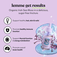 Thumbnail for Lemme Irish Sea Moss Organic Liquid Drops with Vitamin D3 and Biotin for Trace Mineral Support, Immunity, Hair, Skin & Nails, Brain Health - Gluten & Sugar Free, Non GMO, 1 oz, 30 Servings