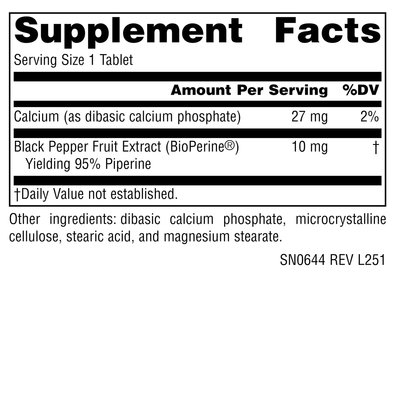Source Naturals BioPerine - Black Pepper Fruit Extract, Promotes Nutrient Absorption* 10 mg, 120 Tablets