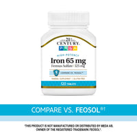 Thumbnail for 21st Century Iron 65 mg Ferrous Sulfate 325 mg Tablets, 120 Count