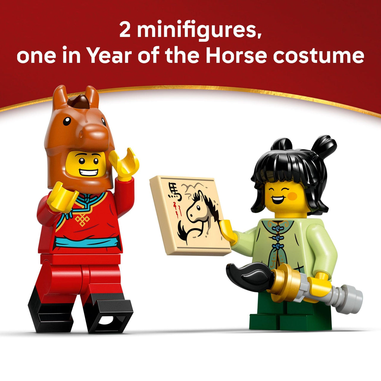 LEGO Spring Festival Galloping Horse Canvas Kids Building Toy - Year of the Horse Toy for Girls & Boys, Ages 10+ - Buildable Chinese New Year Decoration - Gift Idea for Birthdays & Families - 80119