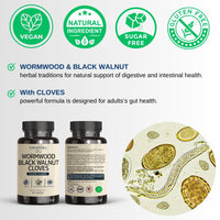 Thumbnail for VINATURA Wormwood Black Walnut Clove Capsules - Cleanse, Detox, Intestinal Guard Formula Supplement for Humans, with Wormwood herb, Black Walnut Extract Combination, 60 Capsules