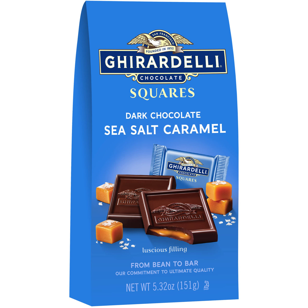 Ghirardelli Dark & Sea Salt Caramel Chocolate Squares, 5.32 oz - Pack of 2