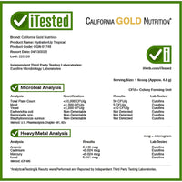 Thumbnail for California Gold Nutrition Beverages, HydrationUP®, Electrolyte Drink Mix with Calcium, Potassium, Vitamin C, and Vitamin E, Tropical, 8 oz (227 g)