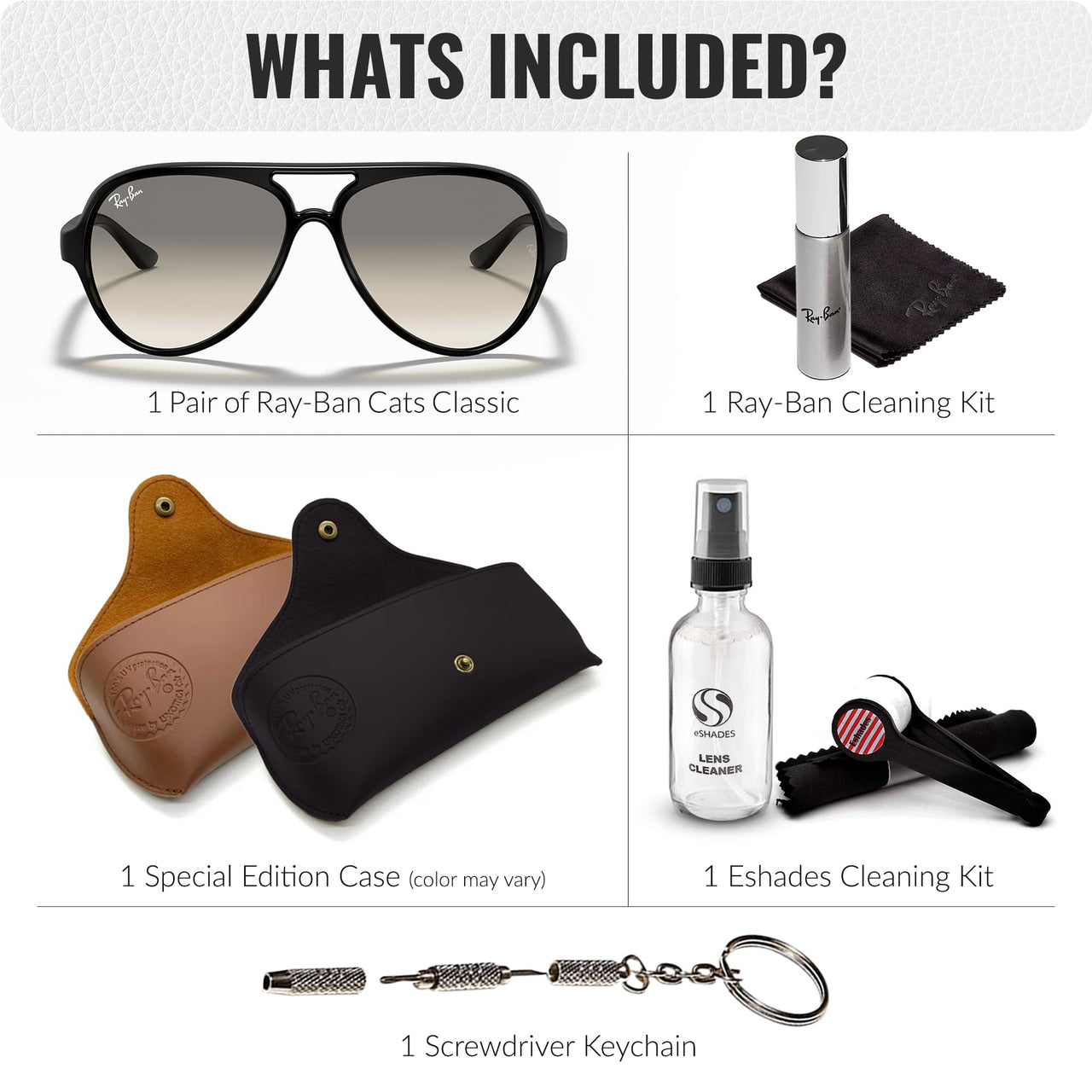 Ray-Ban RB4125 CATS 5000 Classic Pilot Sunglasses With Eyewear Kit Bundle - Adjustable Nose Pads - Ideal Formal and Casual Wear Retro Sunglasses
