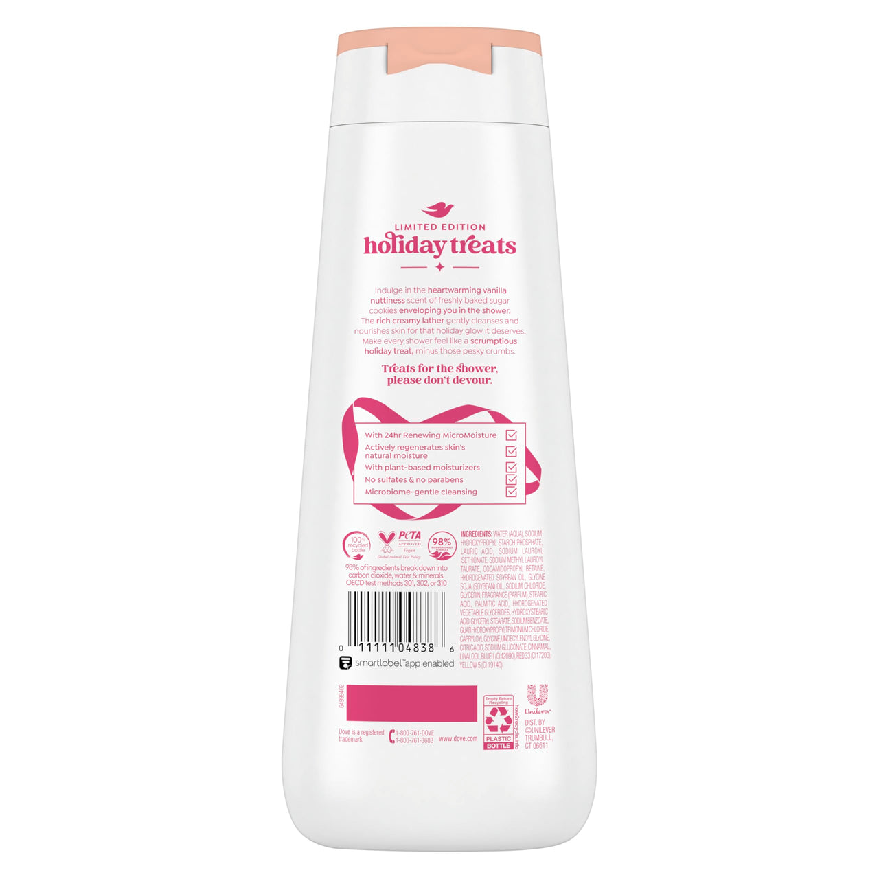 Dove Limited Edition Holiday Treats Body Wash Sugar Cookie Sprinkle for Deep Nourishment 20 oz
