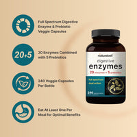 Thumbnail for Digestive Enzymes with Probiotics and Prebiotics, 240 Veggie Capsules | Gut Health Support for Women & Men â€“ 20 Enzyme & 5 Prebiotic Pancreatic Complex | Non-GMO, Vegan