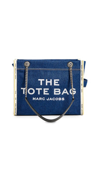 Thumbnail for Marc Jacobs Womens The Denim Chain Medium Tote Bag Dark Wash Onesize