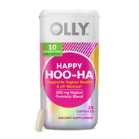 Thumbnail for OLLY Happy Hoo-Ha Capsules, Probiotic for Women, Vaginal Health and pH Balance, 10 Billion CFU, Gluten Free - 25 Count