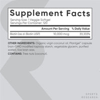 Thumbnail for Sports Research Vegan Biotin 10,000mcg Softgels