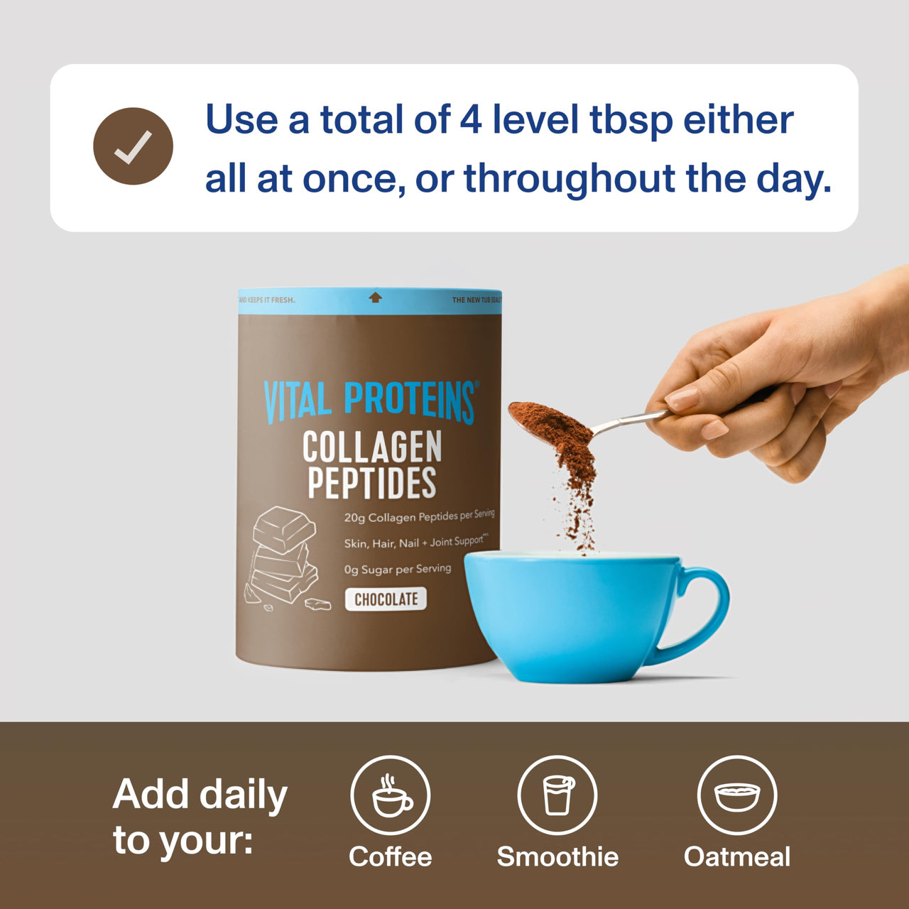 Vital Proteins Collagen Peptides Powder Supplement, Hydrolyzed Collagen for Skin, Hair, Nails & Joints, Chocolate, 28 Servings