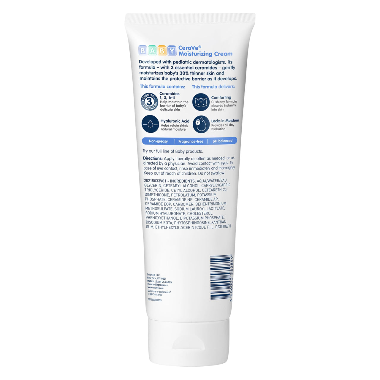 CeraVe Baby Cream, Gentle Moisturizing Cream with Ceramides, Fragrance, Paraben, Dye & Phthalates Free, Rich & Non-Greasy Feel, Gentle Baby Skin Care, 8 Ounce