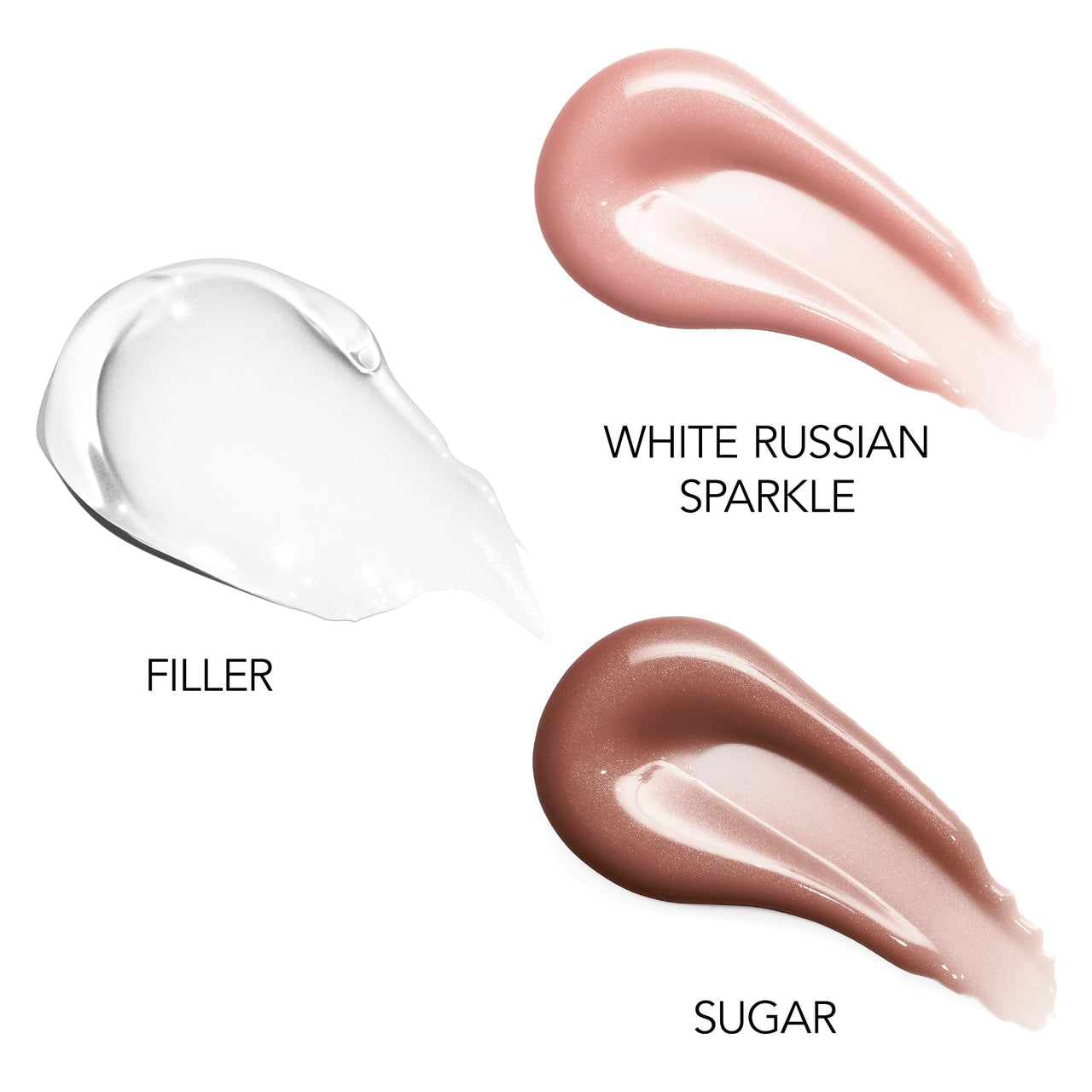 BUXOM Full-On Plumping Lip Polish, Tinted Lip Plumper Gloss with Peptides & Vitamin E, High-Shine Lip Gloss that Nourishes, Vegan, BU 3 Piece Set (White Russian Sparkle, Sugar,Filler)