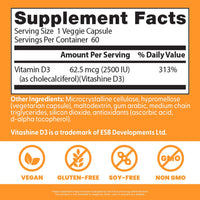 Thumbnail for Doctors Best Vegan D3 2500 IU (Vitashine), Plant Sourced Vitamin D3, Non-GMO, Gluten Free, Soy Free, Vegan 60 Veggie Caps