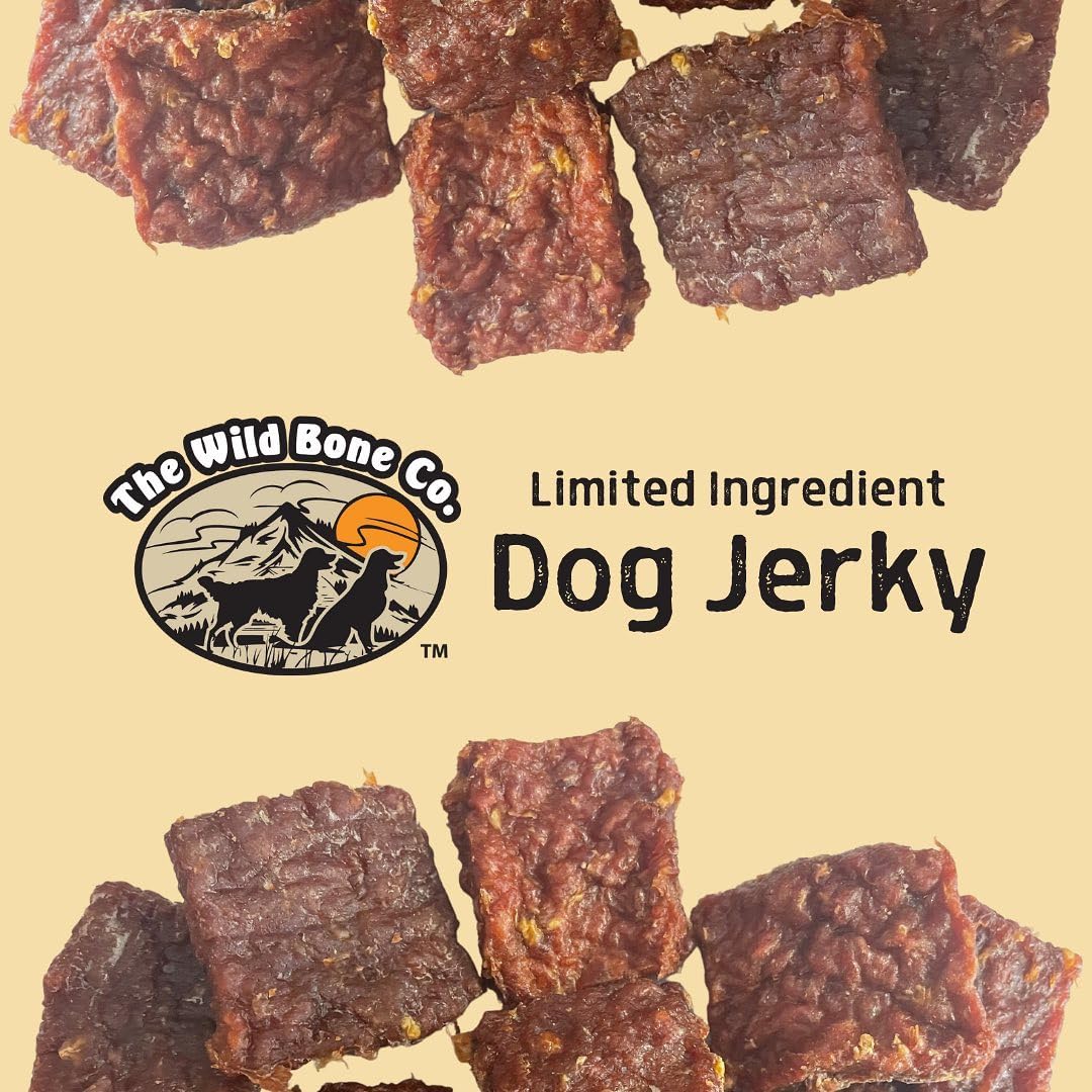 The Wild Bone Company Venison Jerky Dog Treats | Natural High Protein Chewy Training Bits | Made in the USA, 2 Ounces