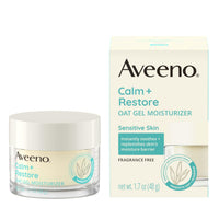 Thumbnail for Aveeno Calm + Restore Oat Gel Face Moisturizer for Sensitive Skin, Fast-Absorbing & Lightweight Gel Moisturizer & Face Cream with Prebiotic Oat & Feverfew, Fragrance-Free & Hypoallergenic, 1.7 Fl Oz