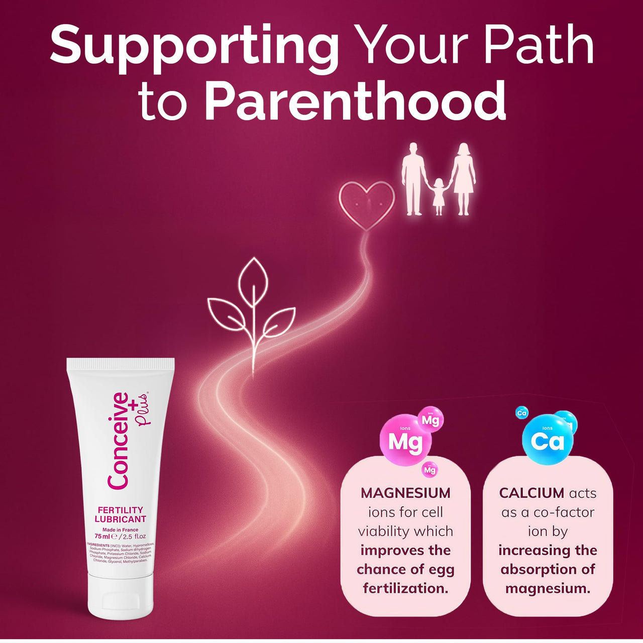 Conceive Plus Fertility Lubricant for TTC Couples – pH Balanced, Sperm Friendly Gel with Magnesium and Calcium – Water Based Fertility Lube – 2.5 oz Tube