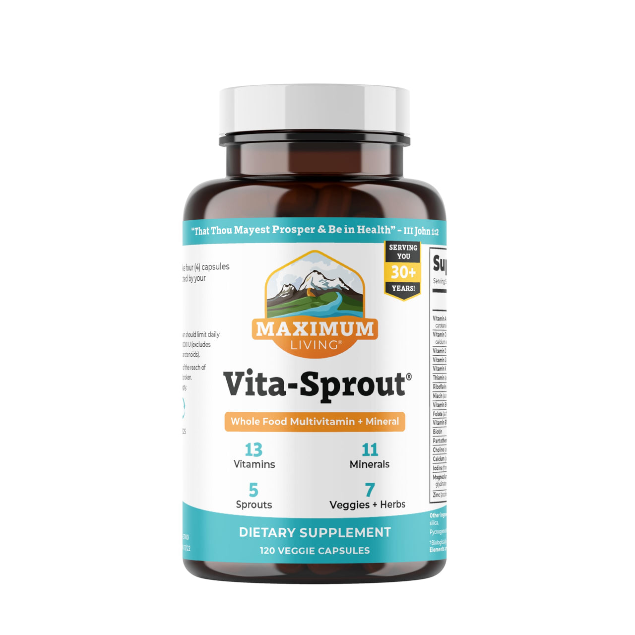 Maximum Living - Vita-Sprout Whole-Food Multivitamin & Phytonutrient Blend - 120 Capsules