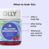 Thumbnail for OLLY Relaxing Magnesium Gummies, Supports Muscle Relaxation*, Magnesium Citrate, Raspberry Lavender Flavor, 15 Day Supply - 60 Count