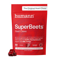 Thumbnail for Humann SuperBeets Heart Chews, Nitric Oxide and Blood Pressure Support, Grape Seed Extract & Non-GMO Beet Root Powder Energy Supplement, Pomegranate Berry Flavor, 60 Count