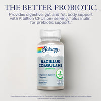 Thumbnail for SOLARAY Bacillus Coagulans Probiotic - 5 Billion Live Microorganisms - Digestion and Gut Health Support - Full Body Health Probiotics with Inulin Prebiotic Fiber, 60-Day Guarantee, 30 Serv, 60 VegCaps