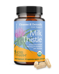 Thumbnail for Herb Pharm Milk Thistle Capsules: USDA Organic for Liver Support | Cleanse & Detoxify Supplement | Milk Thistle Extract for Liver Health | 60 Capsules, 20 Day Supply*