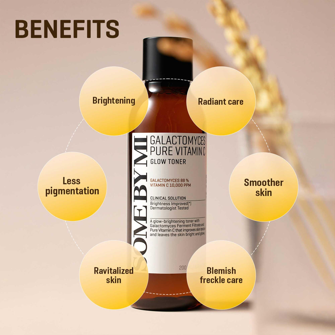 SOME BY MI Galactomyces Pure Vitamin C Glow Toner - 6.76Oz, 200ml - Korean Daily Vitamin C Face Toner for Skin Brightening - Glass Skin Routine with Skin Texture, Elasticity Care - Korean Skin Care