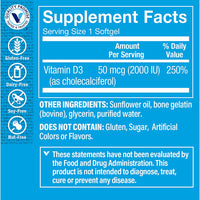 Thumbnail for The Vitamin Shoppe Vitamin D3 2,000 IU - Bone Health, Immune Function & Calcium Absorption Support, Daily Vitamin (200 Softgels)