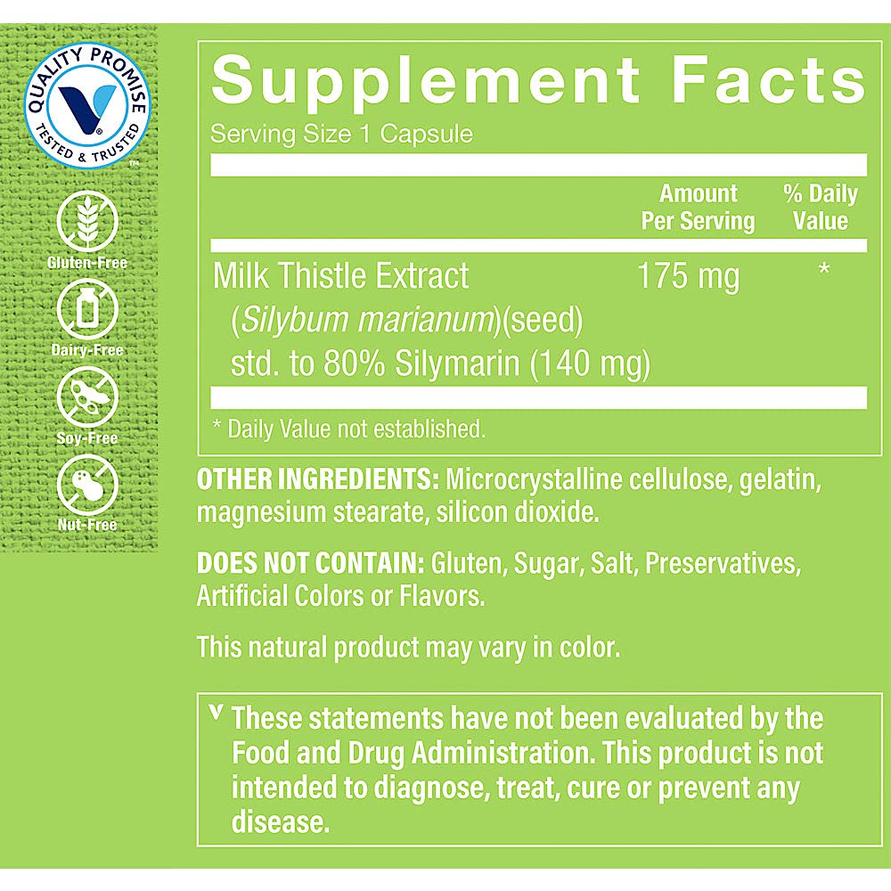 The Vitamin Shoppe Milk Thistle 175 MG - Liver Health Support, Detoxification & Antioxidant Protection (300 Capsules)