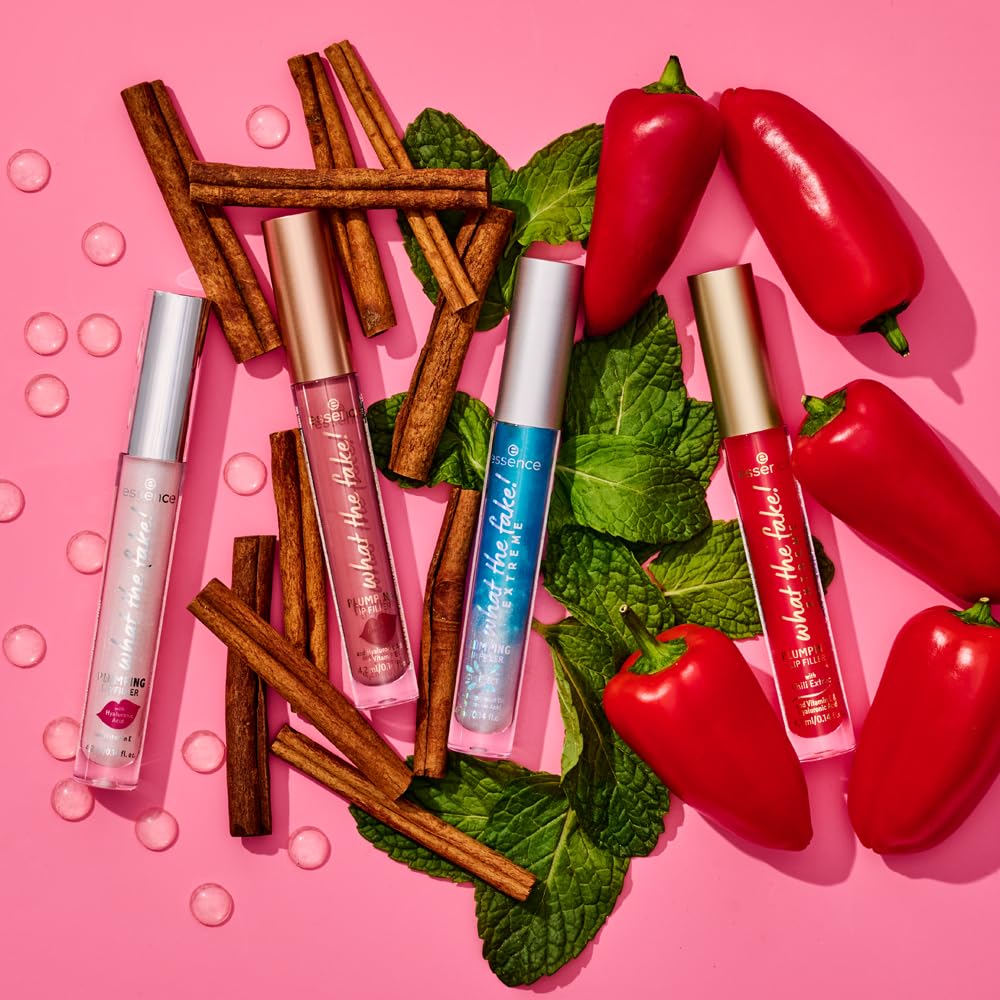 essence | What the Fake! Plumping Lip Filler | Chili Oil Extract Infused for Plump Lips | pH-Reactive Tint | Vegan, Cruelty Free & Gluten Free (03 | Oh My Chili)