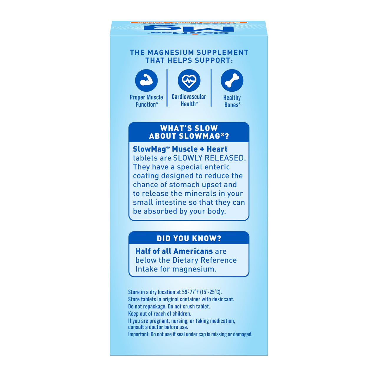 SlowMag Muscle & Heart Magnesium Chloride Supplement with Calcium, 120 Count, Supports Muscle Relaxation, Heart, Nerve & Bone Health, High Absorption
