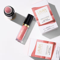 Thumbnail for LAURA GELLER NEW YORK Serum Staples Soothing Blush + Lip Duo - Blush Cheek Tint, Practical Pink + Jelly Balm Lip Serum, There She Rose