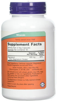 Thumbnail for Now Foods Magnesium Citrate caps- 120 Vcaps ( 2-Pack)