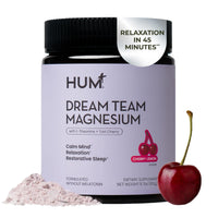 Thumbnail for Hum Nutrition Dream Team Magnesium Bisglycinate Powder, L Theanine & Tart Cherry Magnesium Supplement Drink Mix, Support Rest, Relaxation & Sleep Routine, Gluten Free, Vegan, Cherry Lemon, 30 Servings