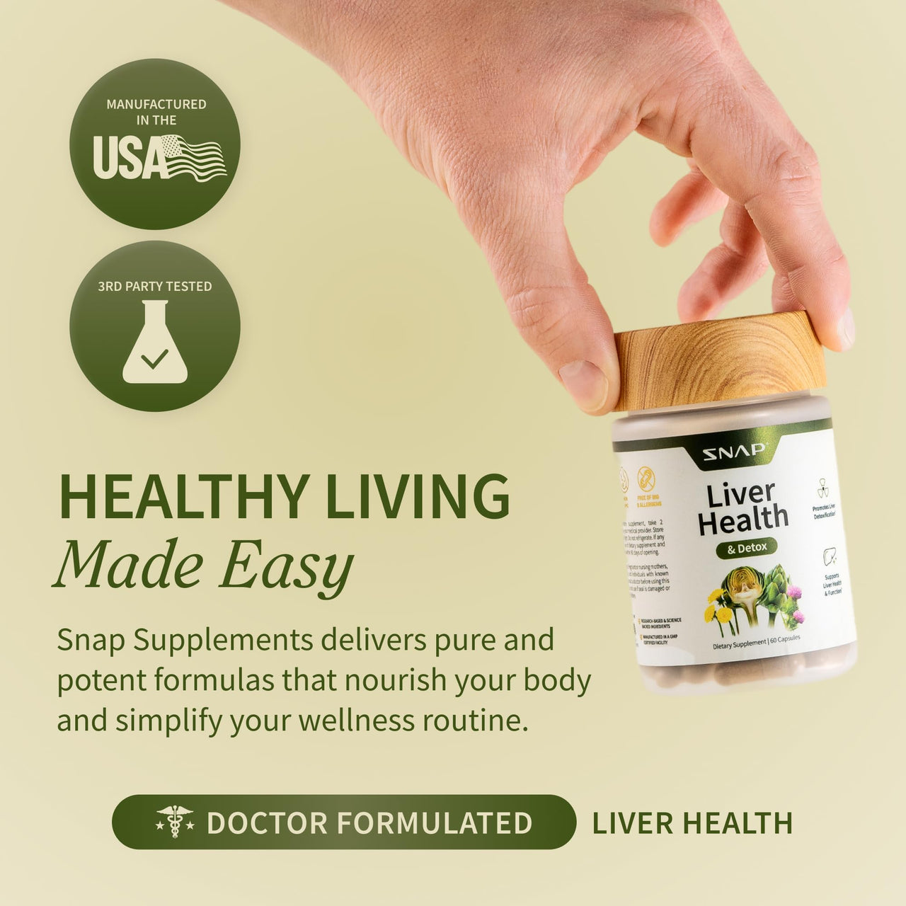 Snap Supplements Liver Health & Detox - Milk Thistle Supplement Supports Healthy Liver and Digestive Health, 60 Vegetarian Capsules (1 Month Supply)