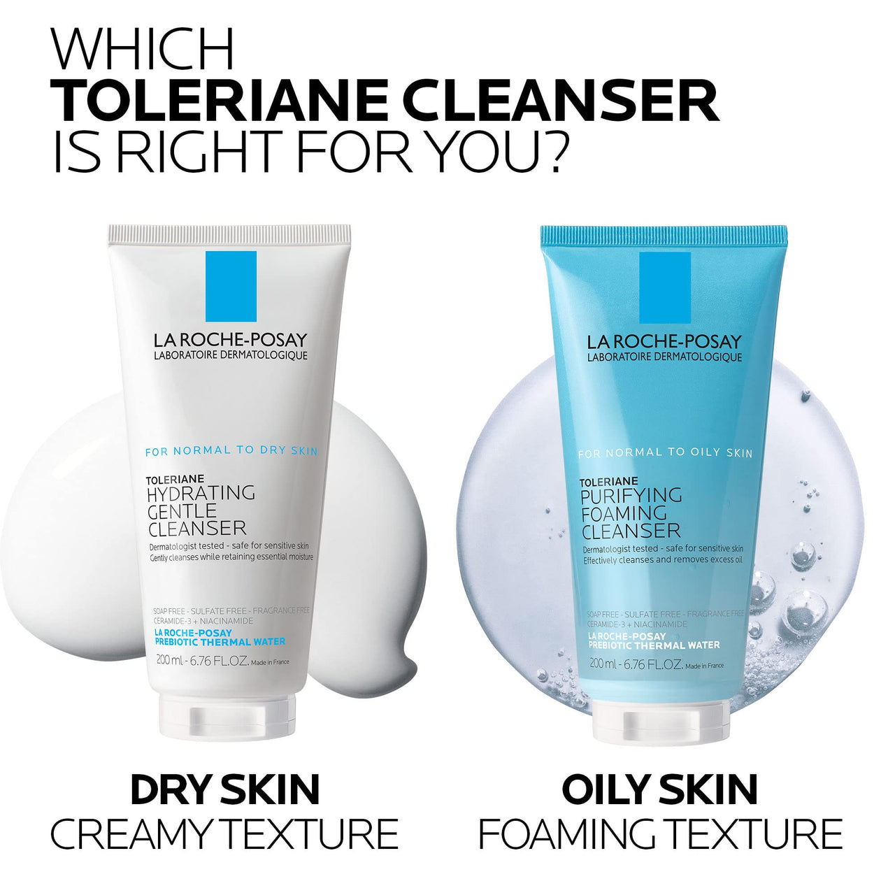 La Roche-Posay Toleriane Hydrating Gentle Facial Cleanser, Daily Face Wash with Ceramide and Niacinamide for Normal to Dry Sensitive Skin, Oil-Free, Fragrance Free
