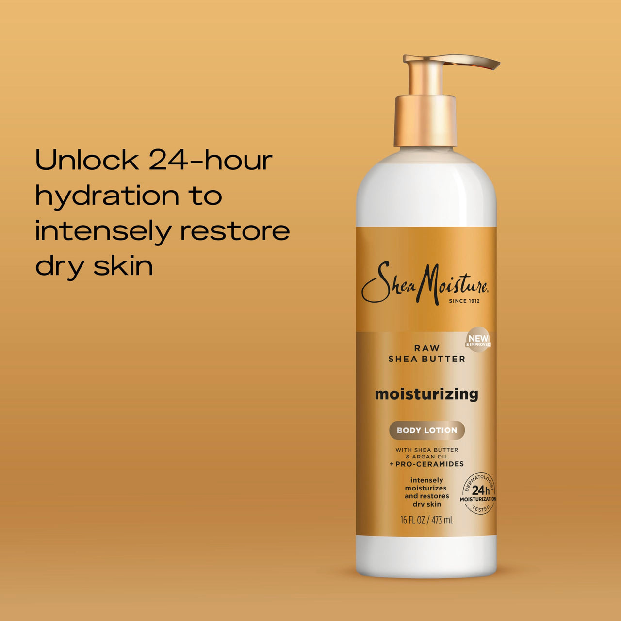 SheaMoisture Moisturizing Body Lotion with Raw Shea Butter, Argan Oil and Pro-Ceramides, Restoring Dry Skin, 24H Moisturizing 16 oz