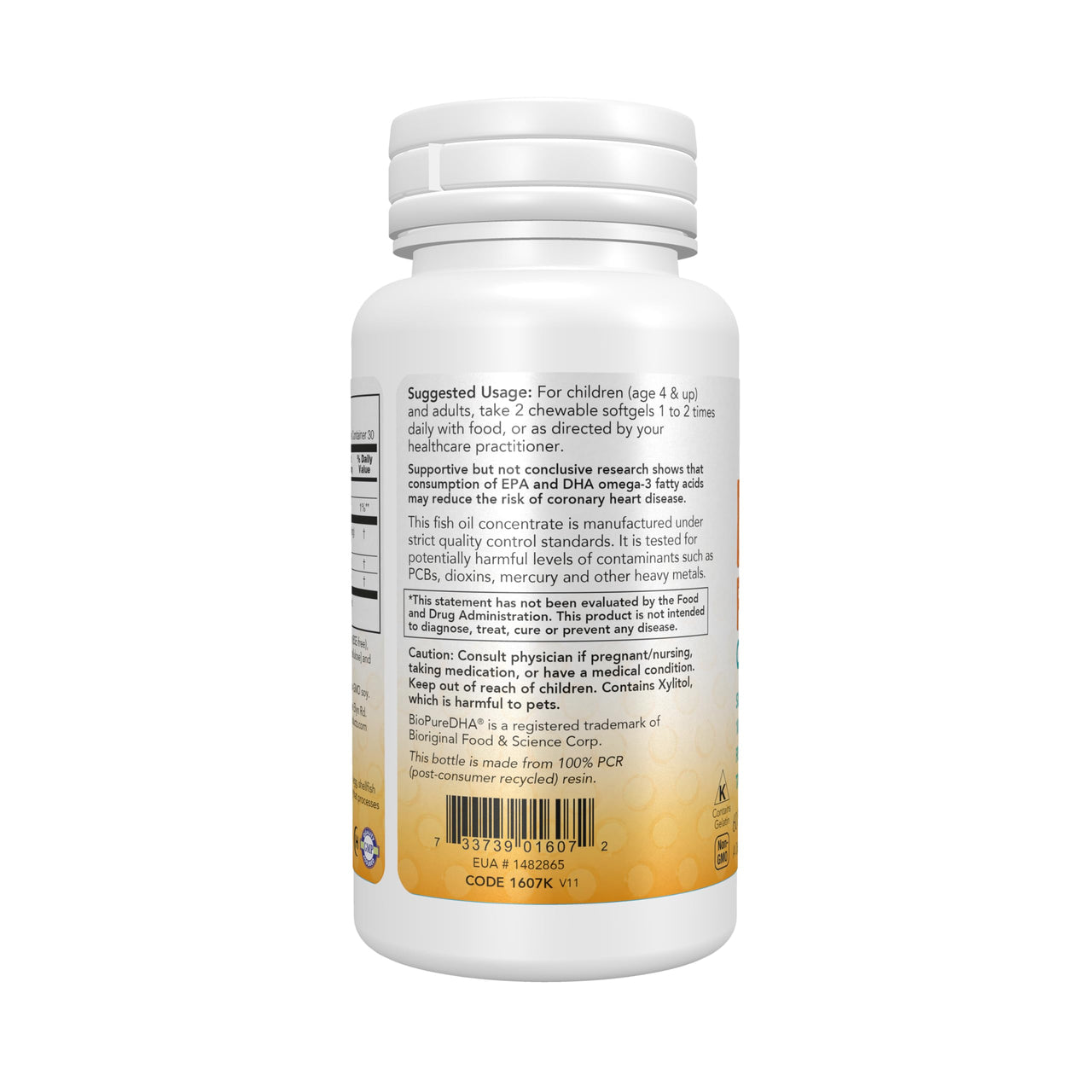 NOW Foods Supplements, DHA Kids 100 mg, Supports Brain Health*, Fruit Flavor, 60 Chewable Softgels, packaging may vary
