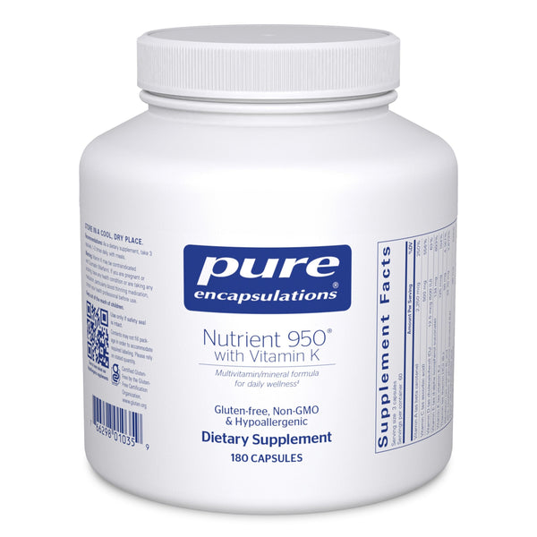 Pure Encapsulations Nutrient 950 with Vitamin K 180's - Multivitamin & Mineral Supplement - Bone & Arterial Support* - Optimal Absorption - Gluten Free & Non-GMO - 180 Capsules