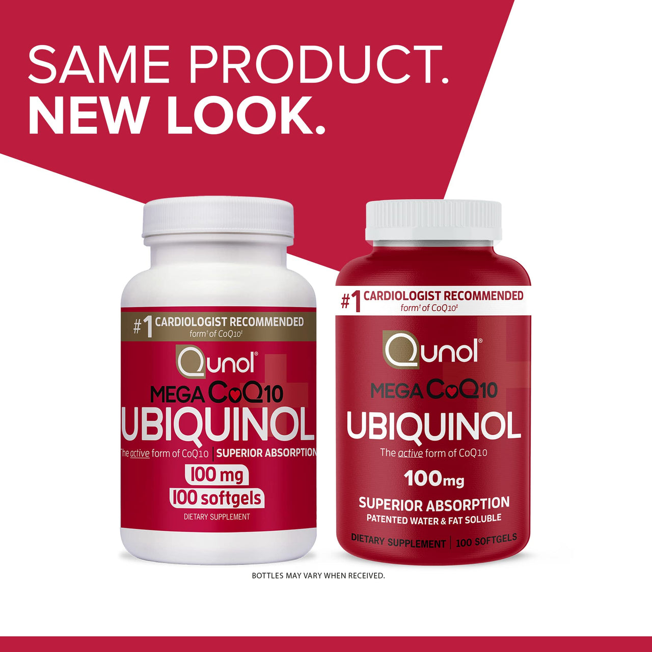 Qunol Mega Ubiquinol CoQ10 100mg, Superior Absorption, Patented Water and Fat Soluble Form of Coenzyme Q10, Natural Supplement Antioxidant for Heart Health, 100 Count, Pack of 2 (11211-SEG100)
