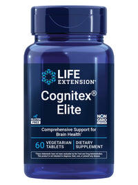 Thumbnail for Life Extension Cognitex® Elite, sage, Blueberry, ashwagandha, phosphatidylserine, vinpocetine, Attention, Focus, Mood & Memory, Gluten-Free, Non-GMO, Vegetarian, 60 Tablets