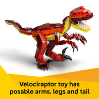Thumbnail for LEGO Creator 3 in 1 Fierce Dinosaur Building Toy for Boys & Girls, Ages 8+ - Gift for Birthdays - Kids Build 1 of 3 Prehistoric Animal Figures - 31379