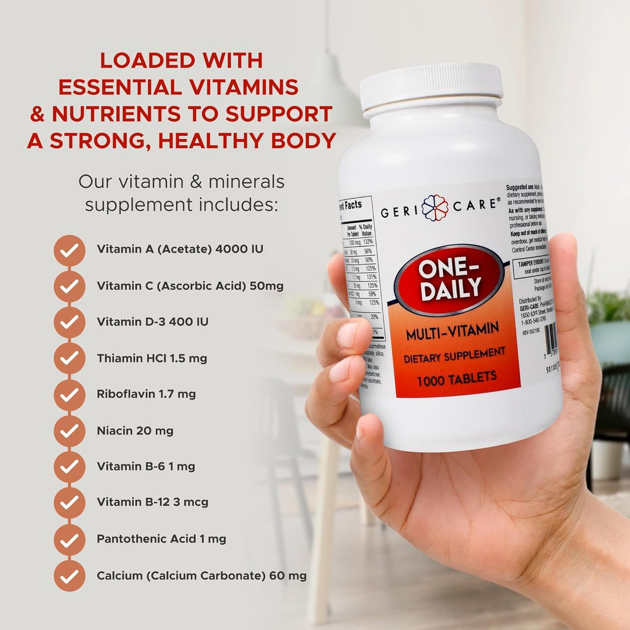 GeriCare Multivitamin Supplement Tablets, (Bottle of 1000)